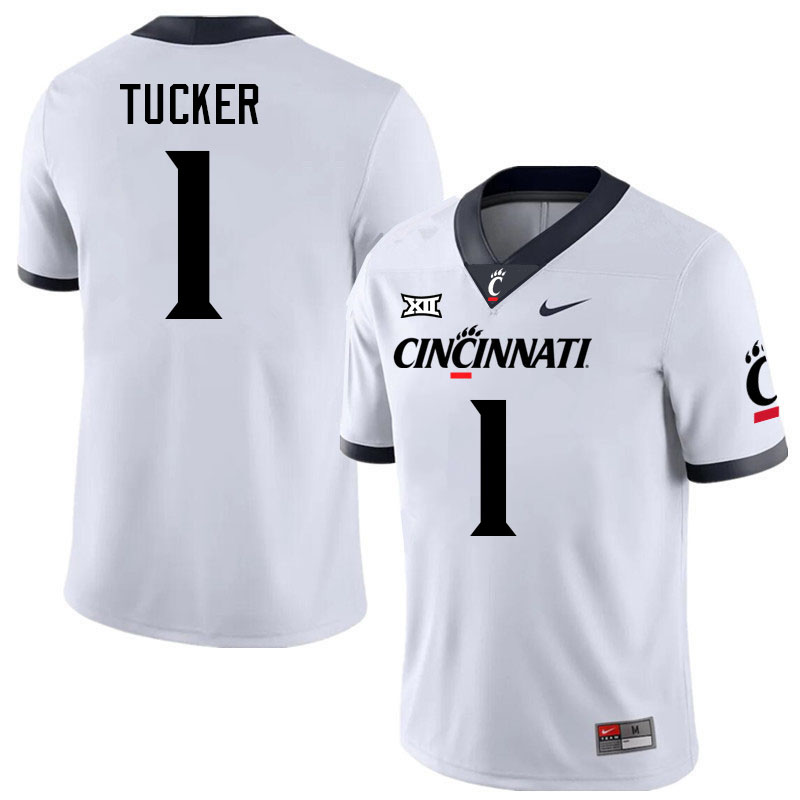 Cincinnati Bearcats #1 Tre Tucker Big 12 Conference College Football Jerseys Stitched Sale-White